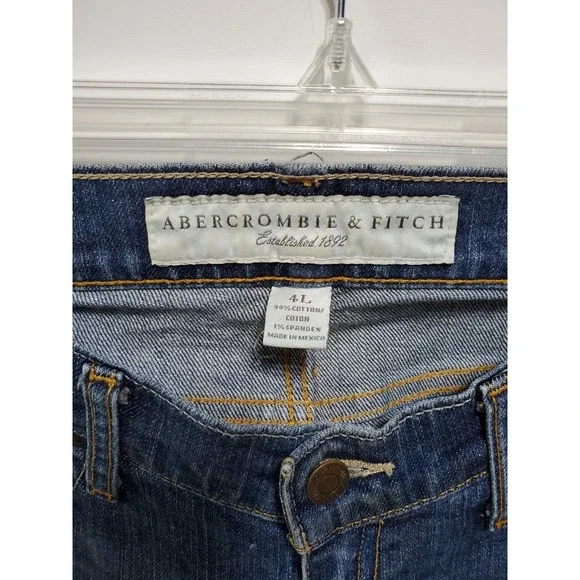 Abercrombie & Fitch womens size 4 Long bootcut mid rise distressed denim jeans - Picture 3 of 3